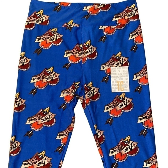 NWT LuLaRoe Valentine’s Day Leggings!  Heart & Arrow. Love Struck. Royal Blue! - Picture 1 of 3